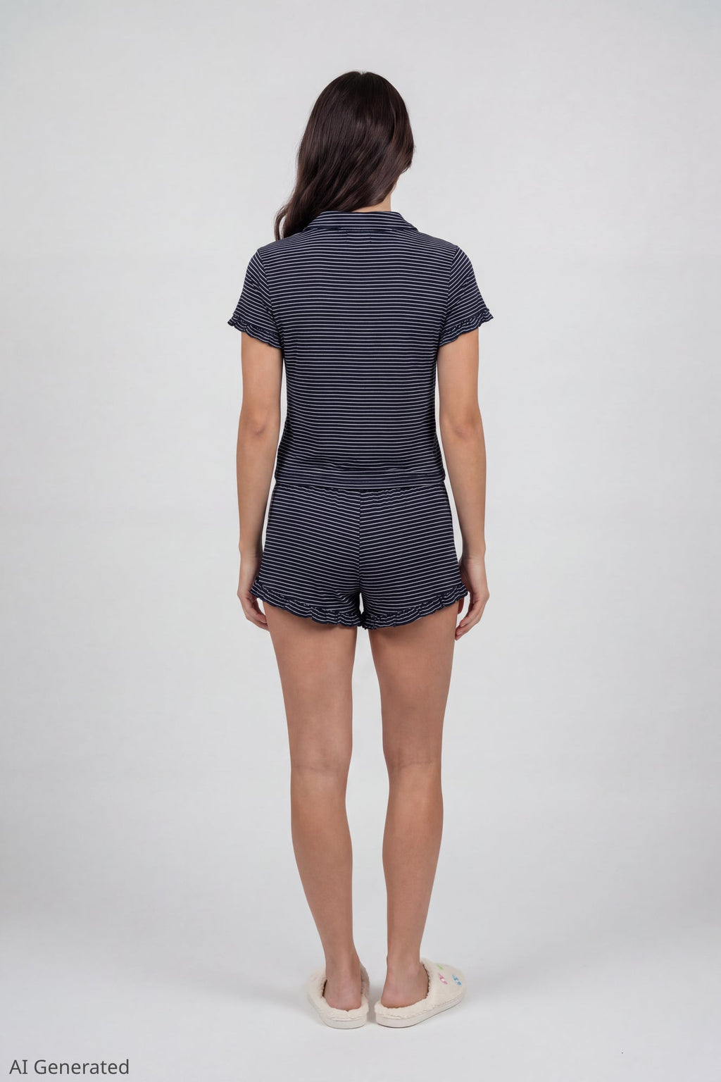 Ruffle Button-Up Top & Short Pajama Set