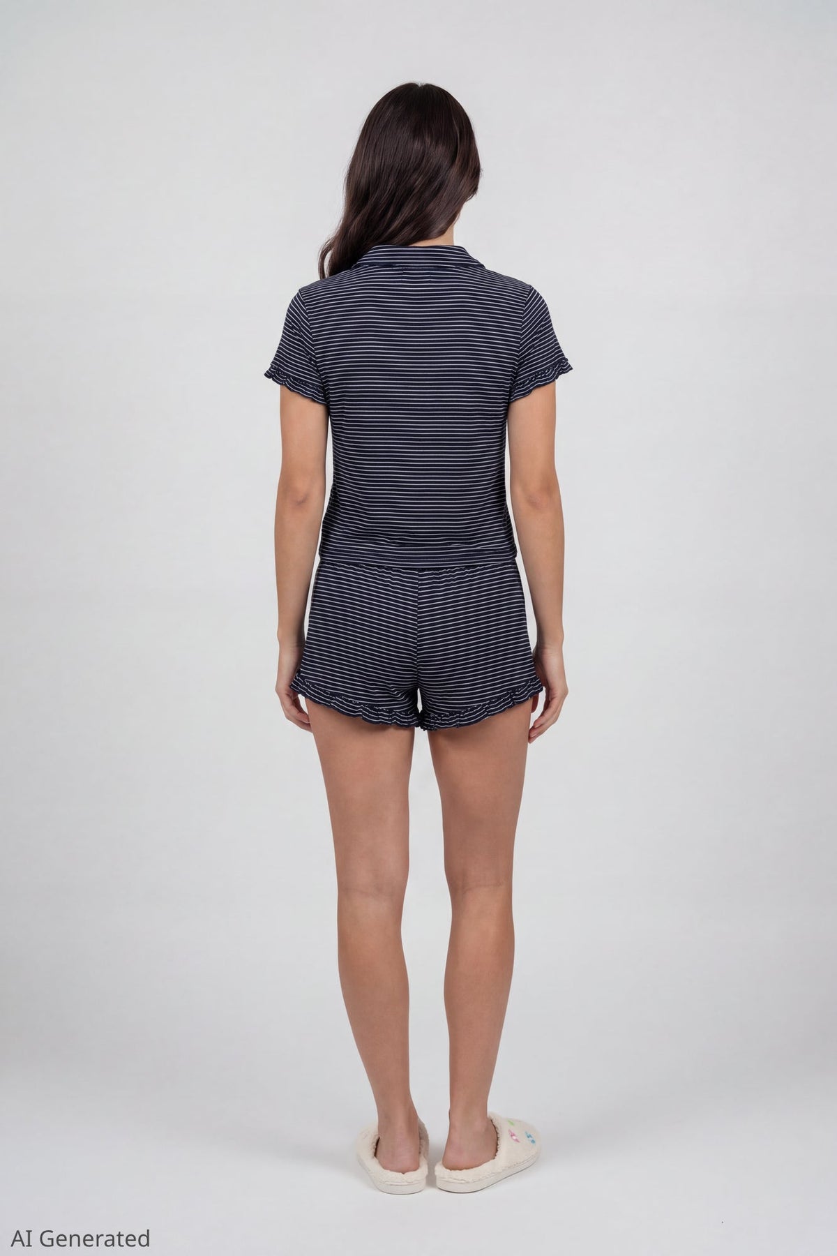 Ruffle Button-Up Top & Short Pajama Set