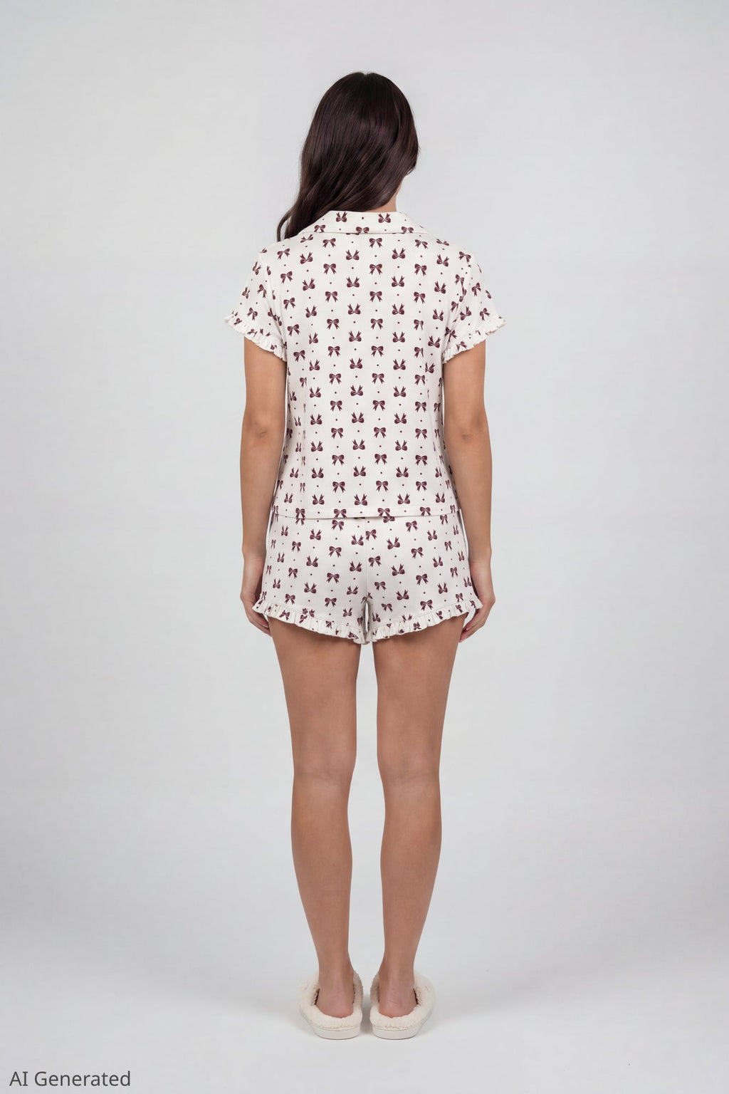 Ruffle Button-Up Top & Short Pajama Set