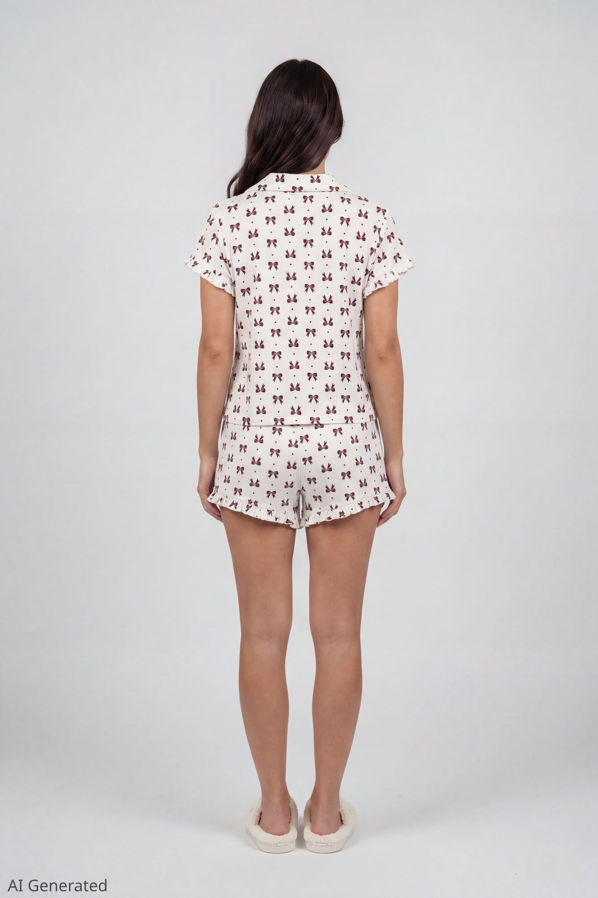 Ruffle Button-Up Top & Short Pajama Set