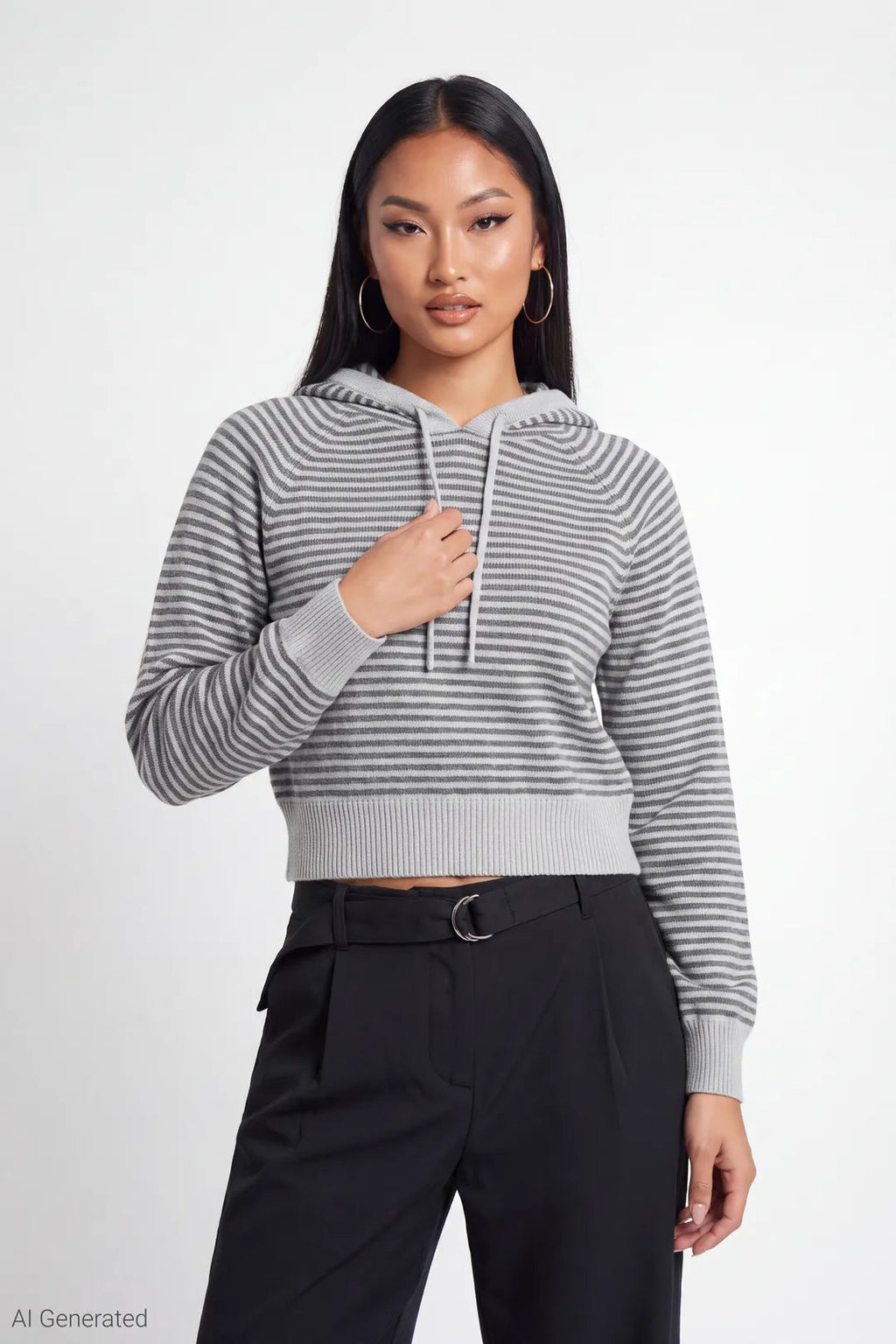 Striped Knit Hoodie