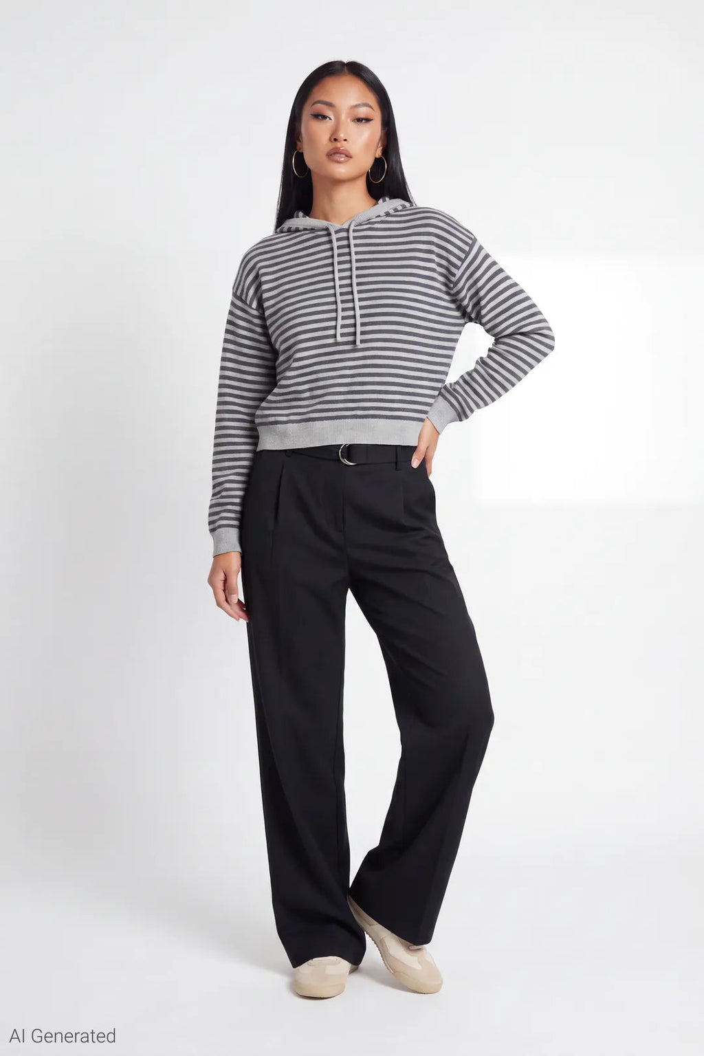 Striped Knit Hoodie