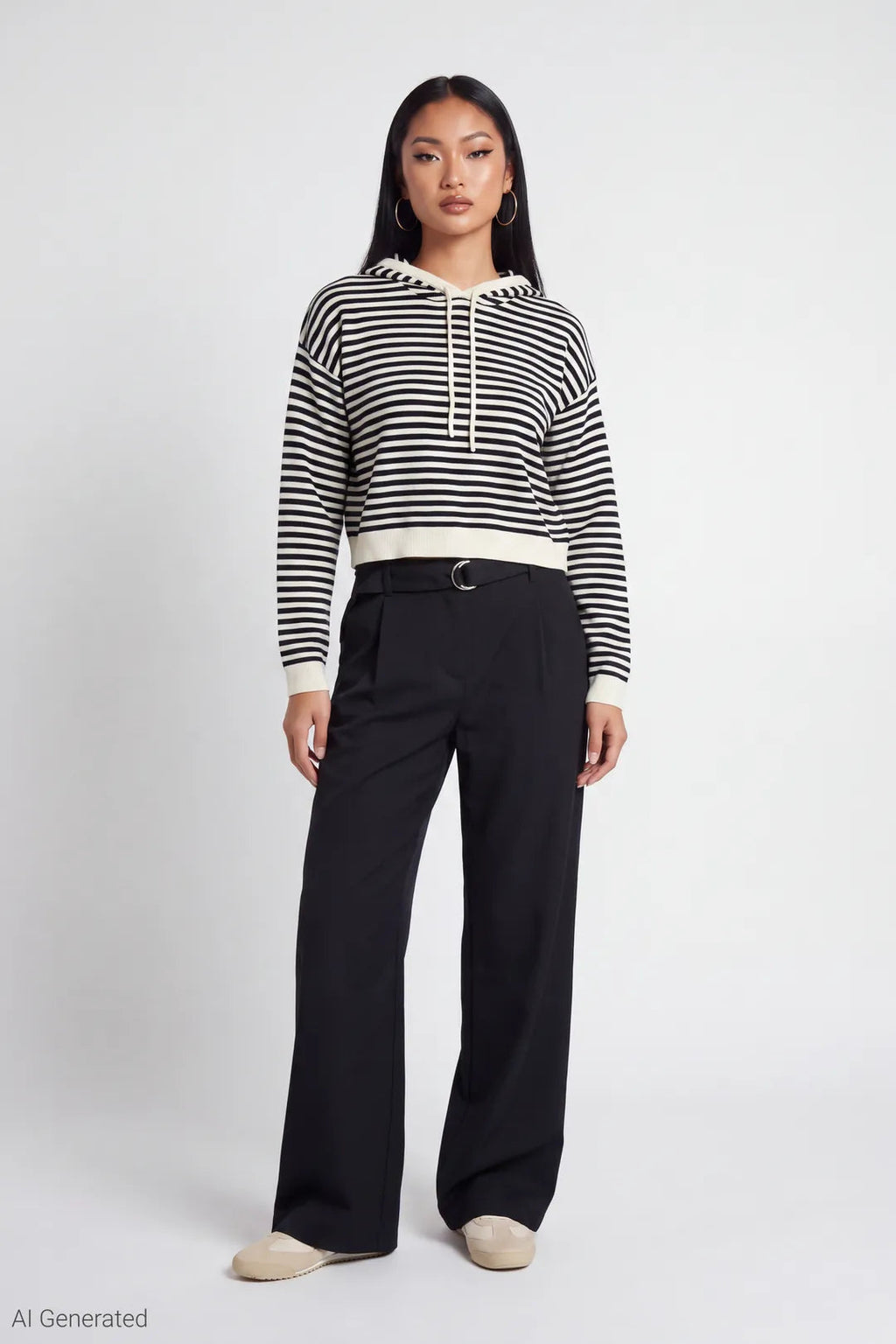 Striped Knit Hoodie