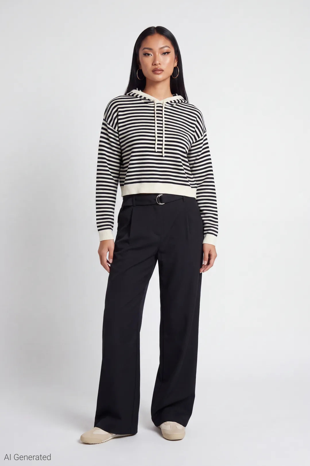 Striped Knit Hoodie