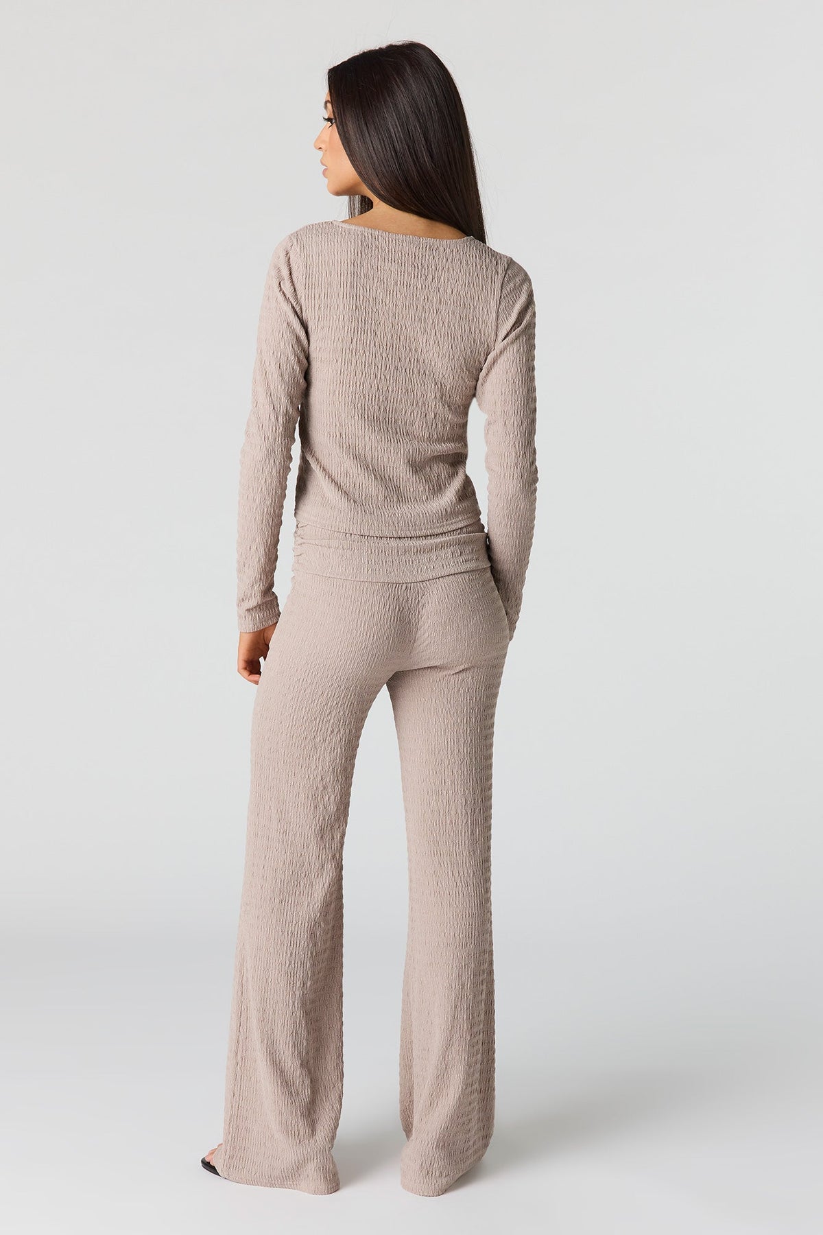 Textured Foldover Flare Pant