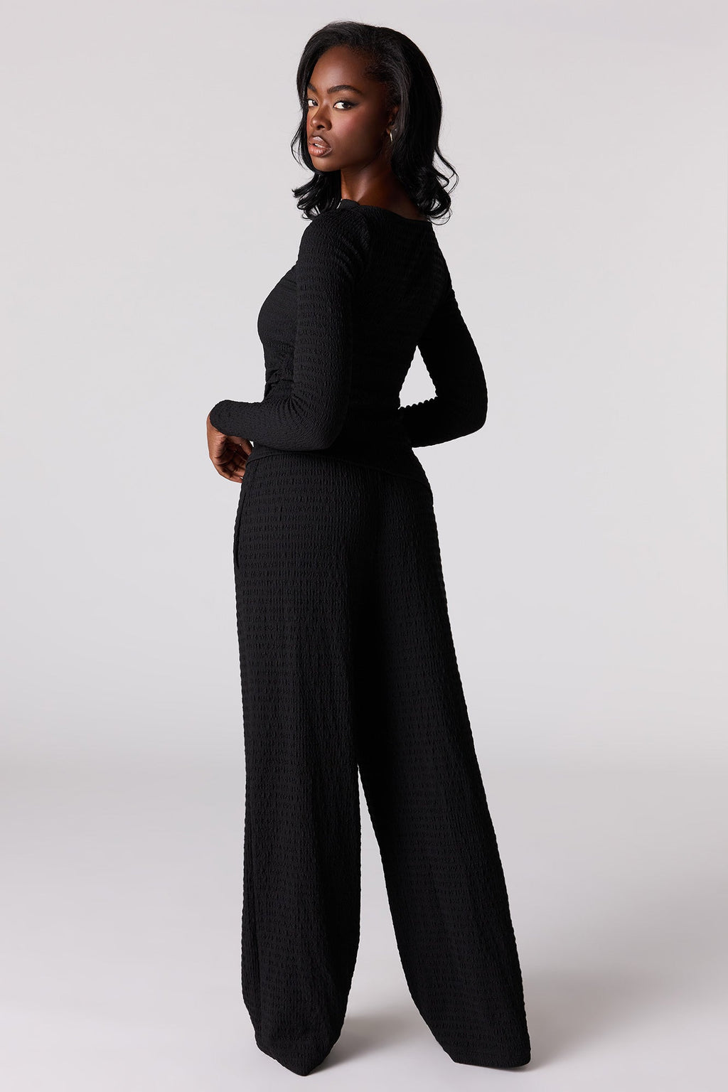 Textured Wide Leg Pant