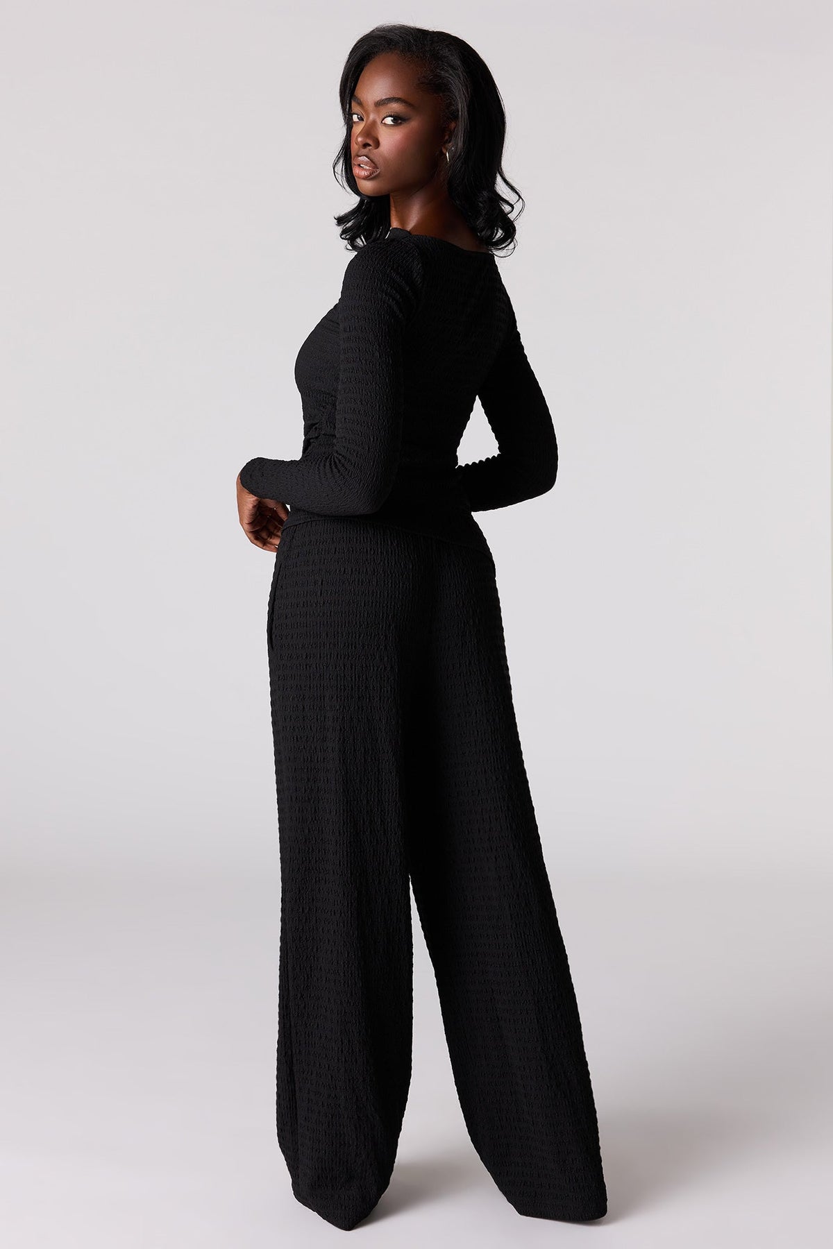 Textured Wide Leg Pant