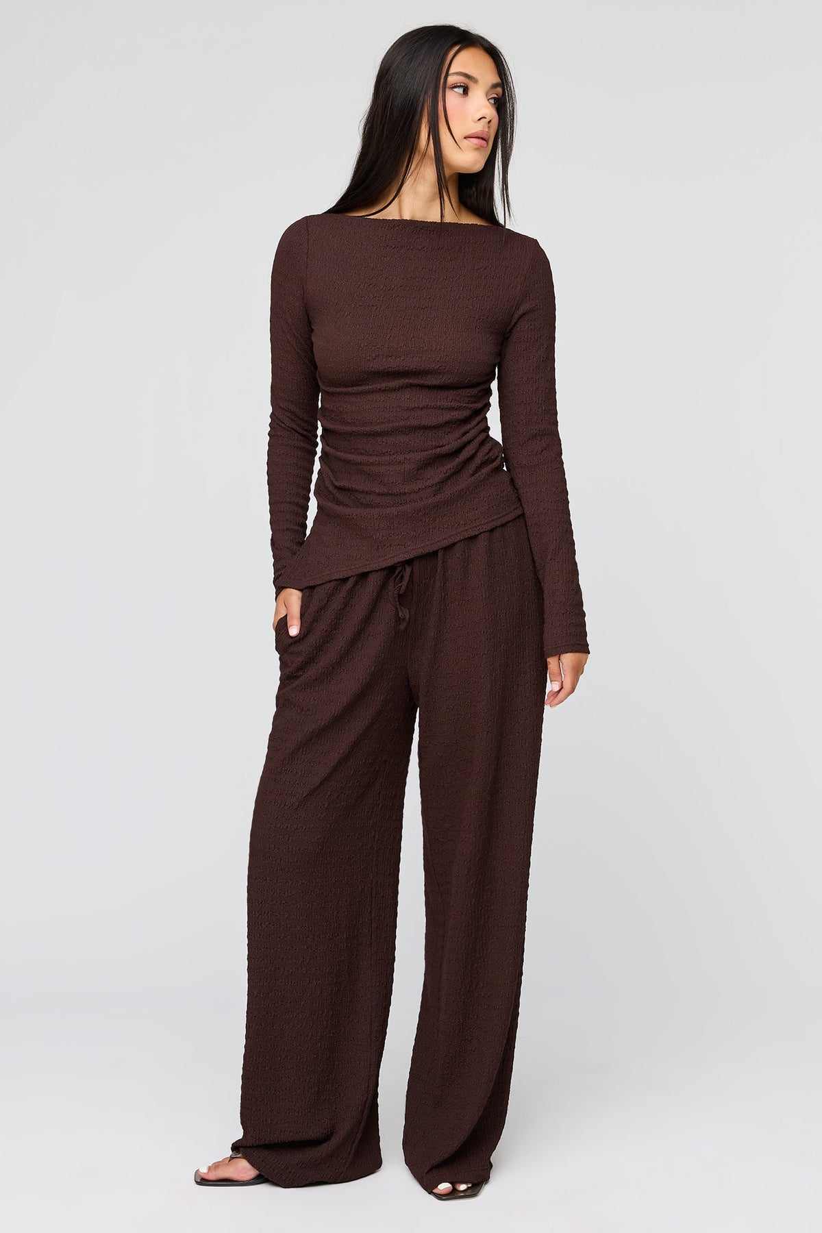 Textured Wide Leg Pant