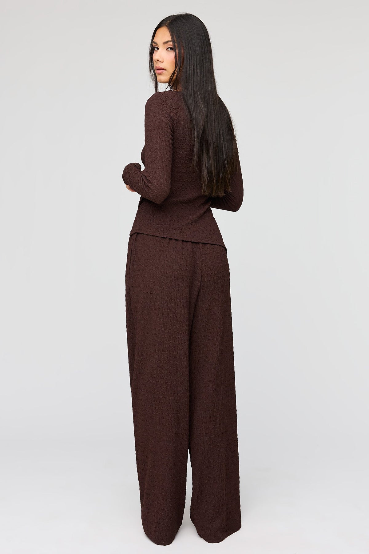 Textured Wide Leg Pant