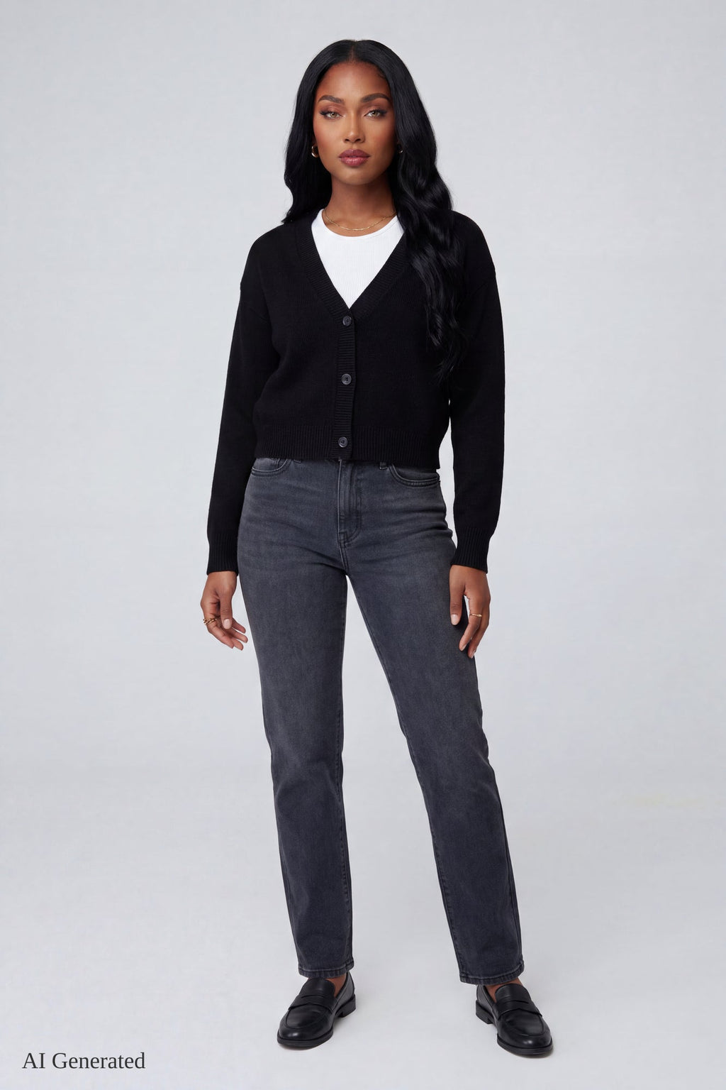 V-Neck Button-Up Cardigan