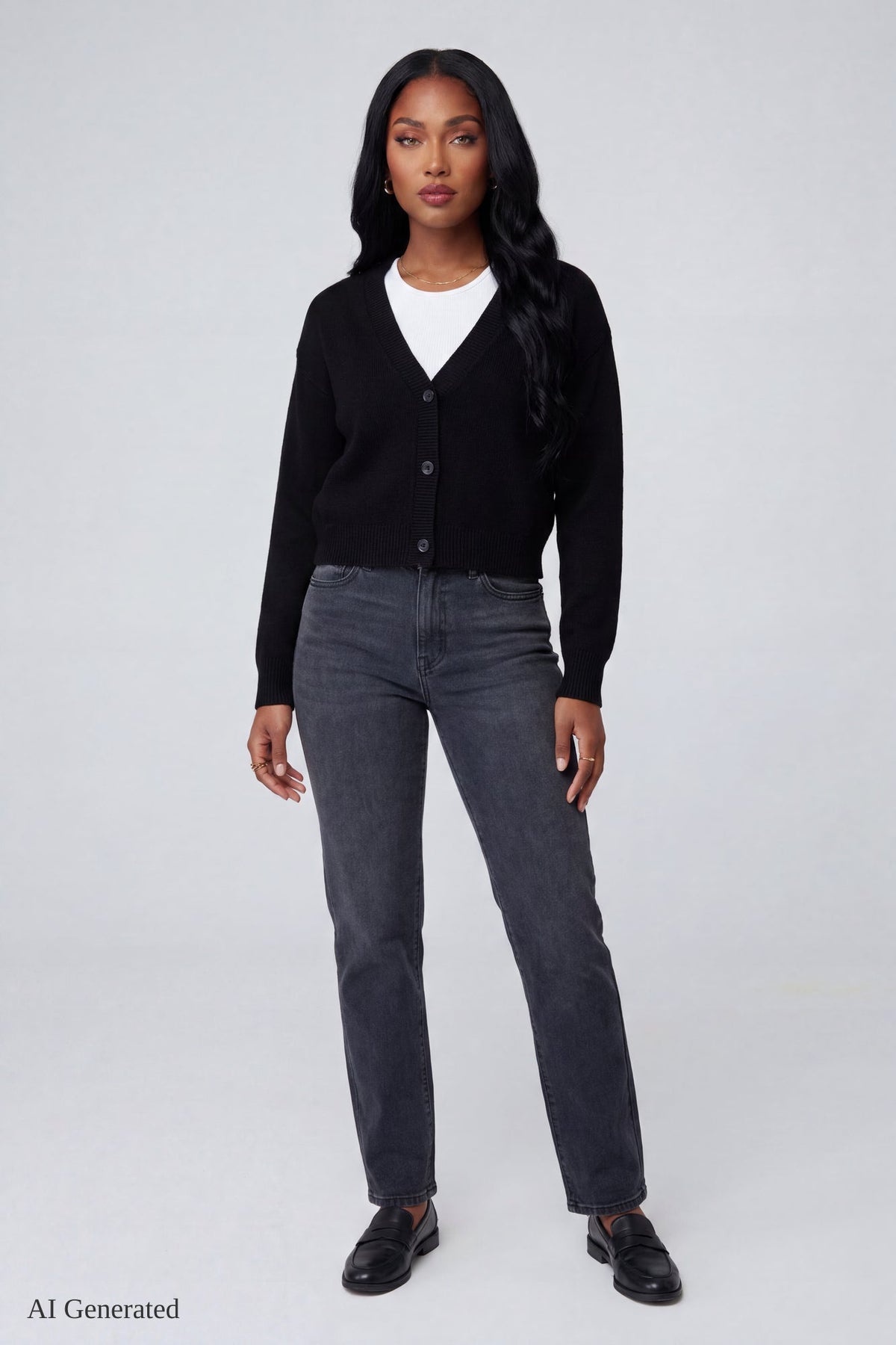 V-Neck Button-Up Cardigan