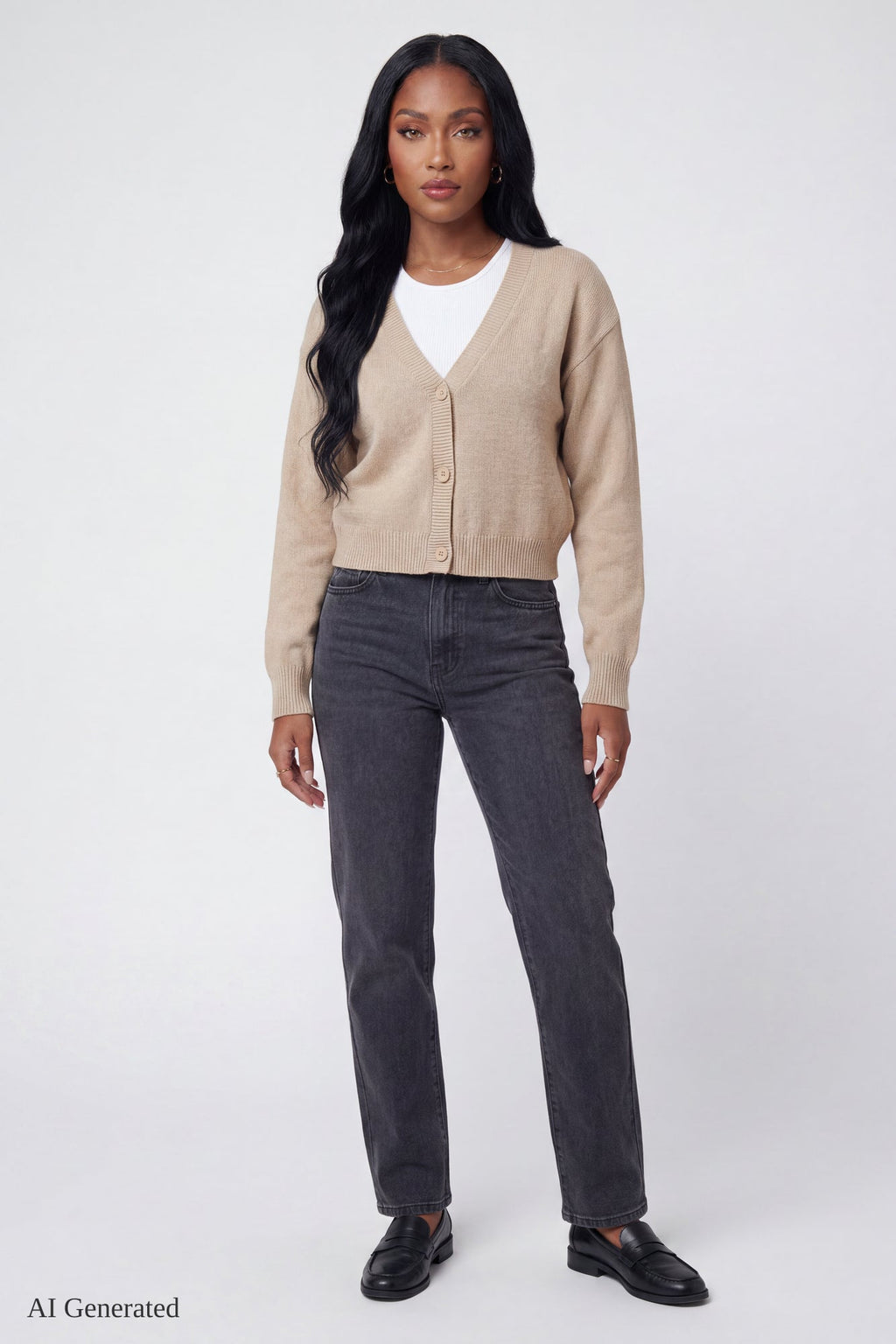 V-Neck Button-Up Cardigan