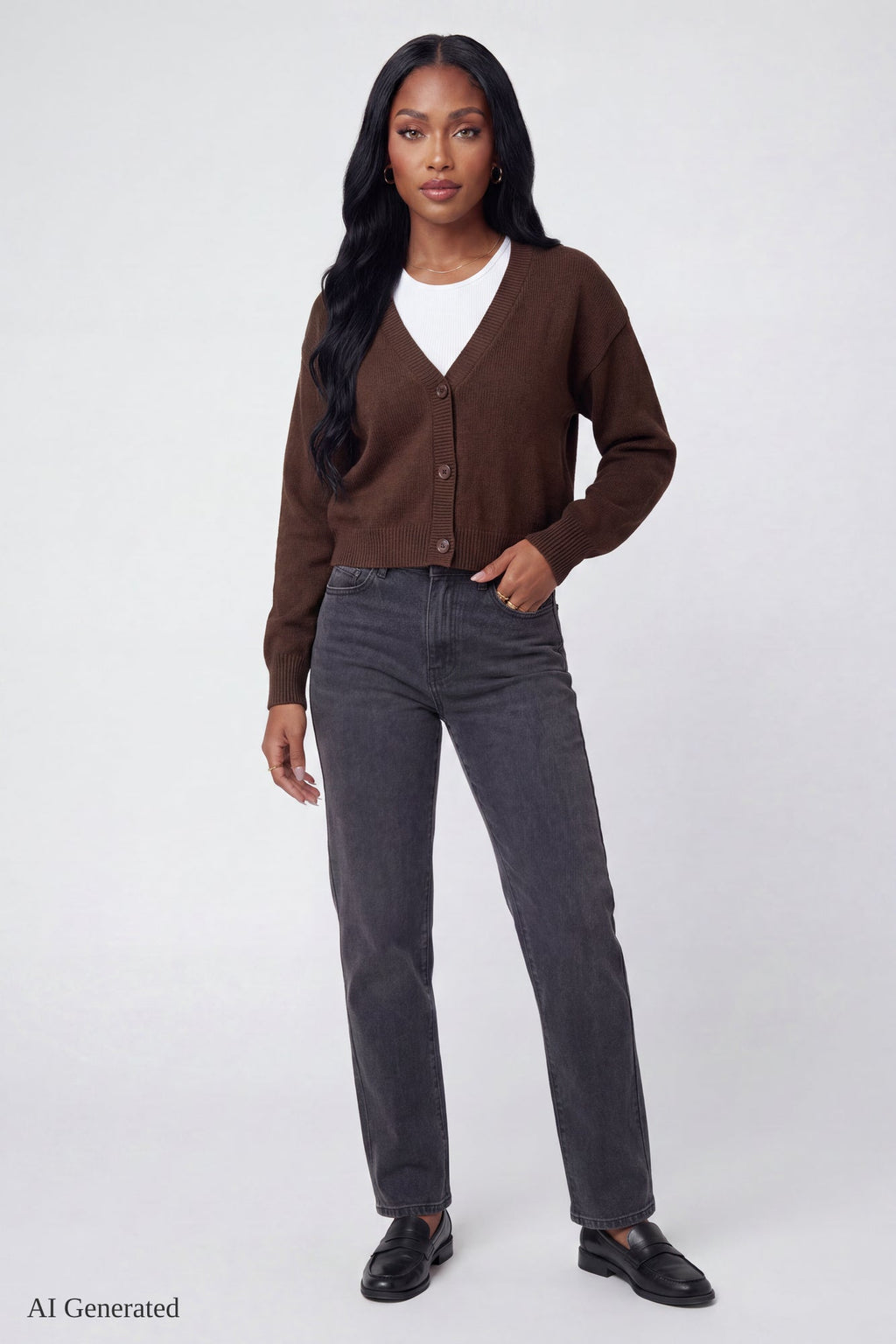 V-Neck Button-Up Cardigan
