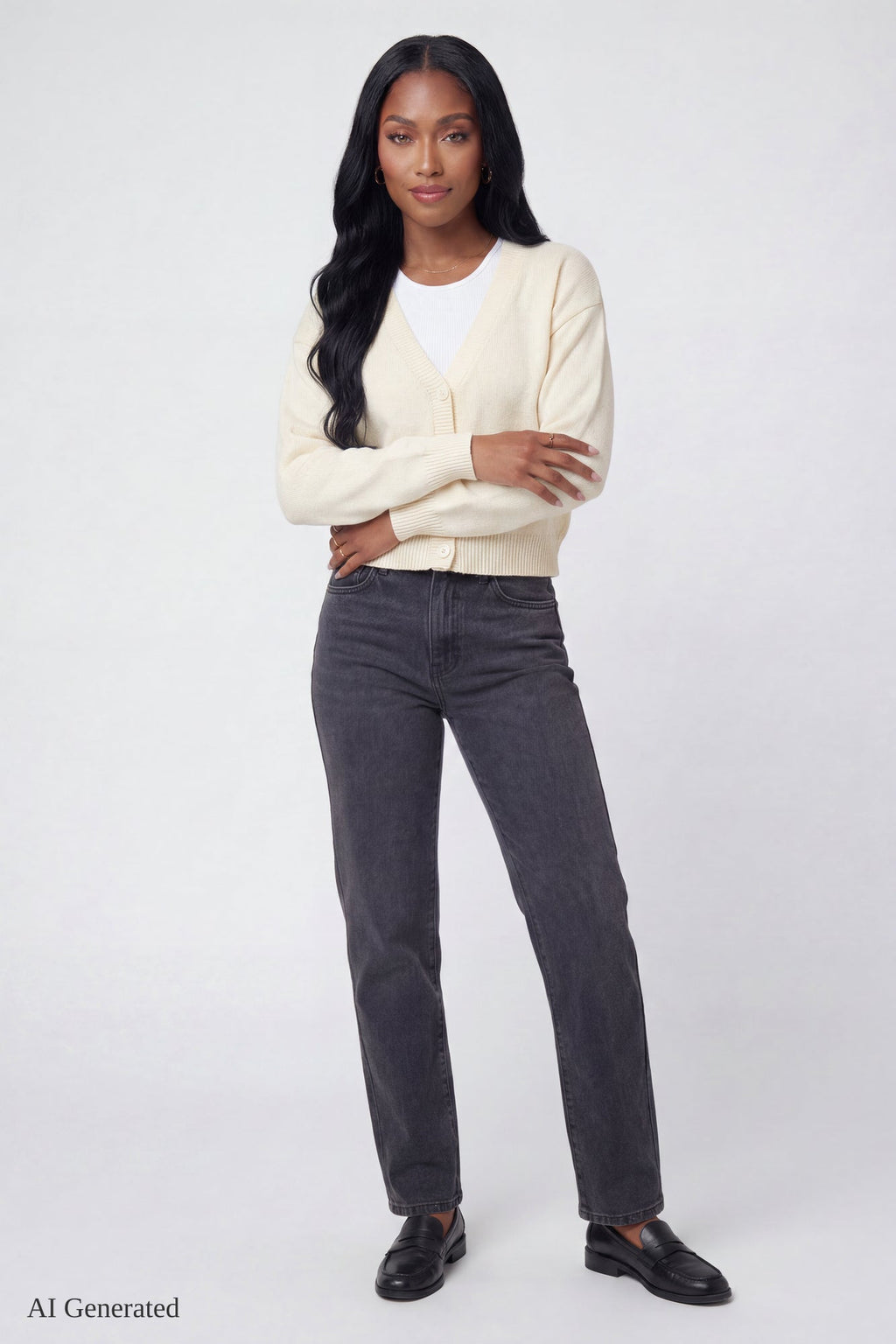 V-Neck Button-Up Cardigan