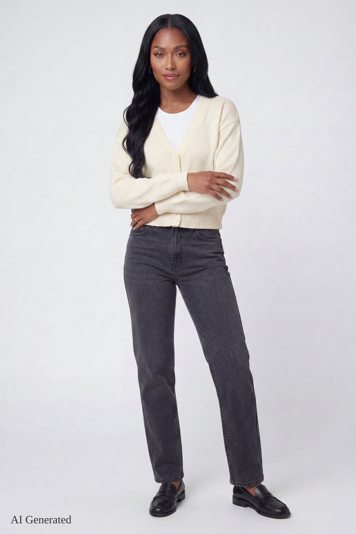 V-Neck Button-Up Cardigan