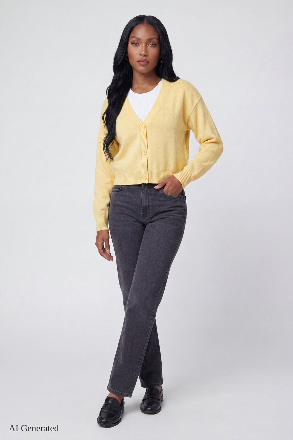 V-Neck Button-Up Cardigan
