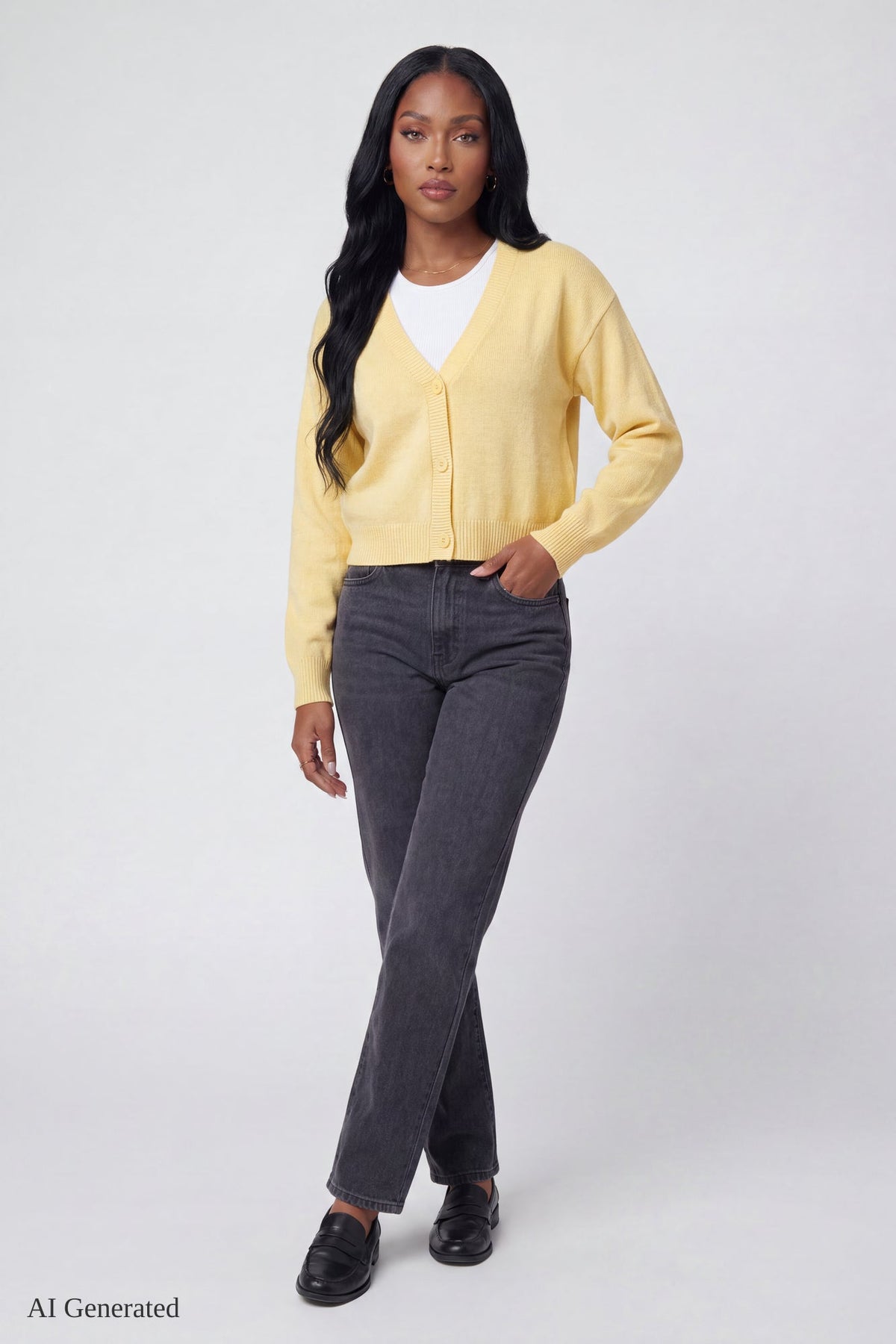 V-Neck Button-Up Cardigan