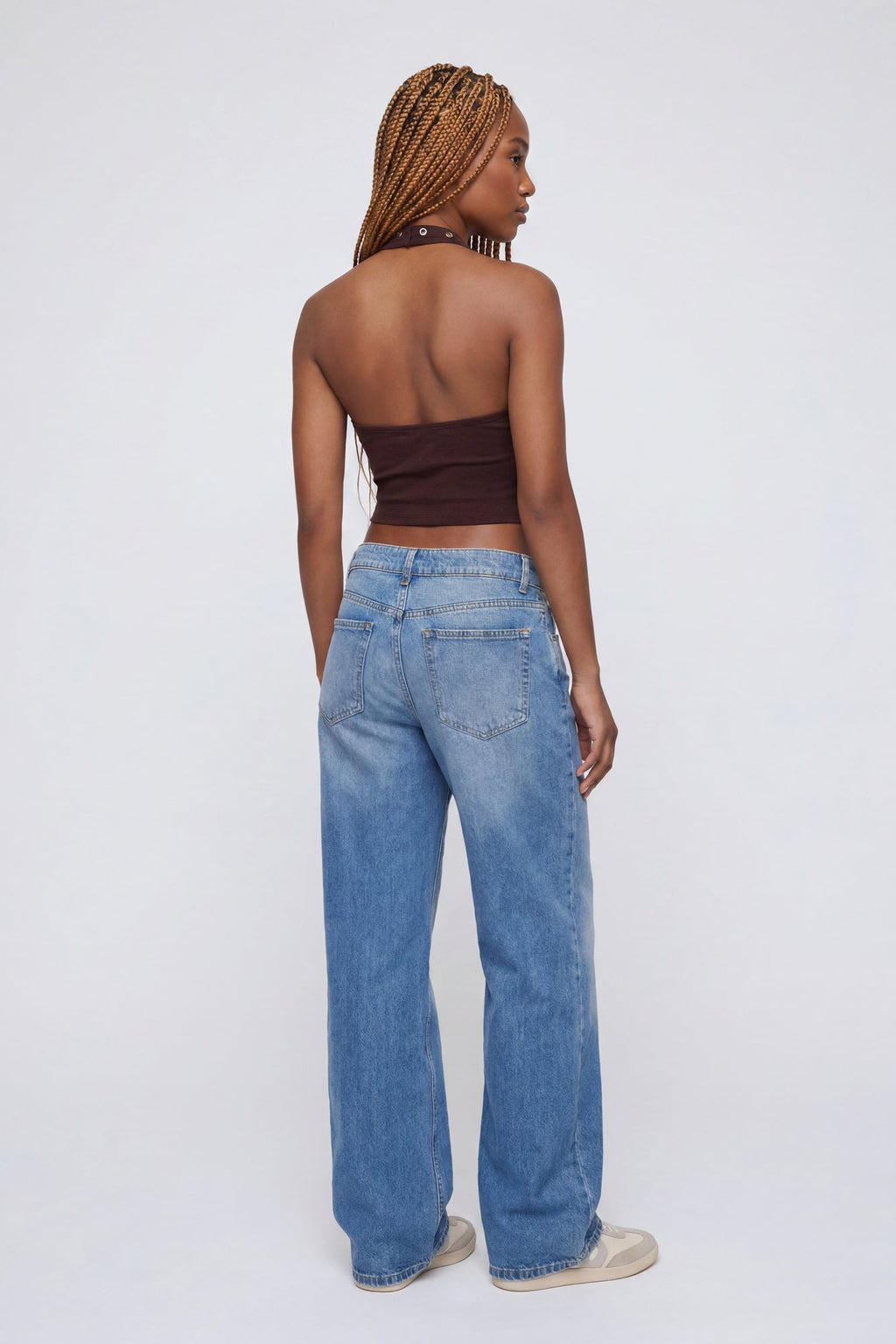 Graphic Grommet Trim Halter Top