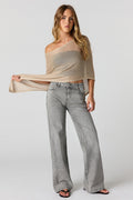 Paris Stretch High Rise Wide Leg Grey Jean