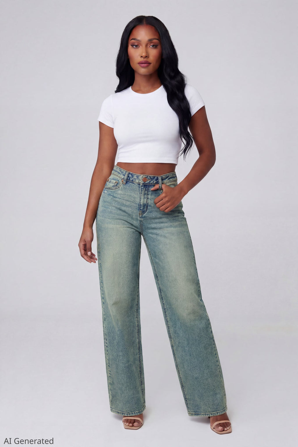 Paris Stretch High Rise Wide Leg Vintage Medium Jean