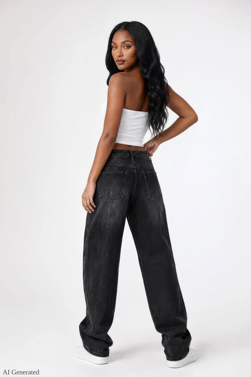 London Low Rise Super Baggy Black Jean