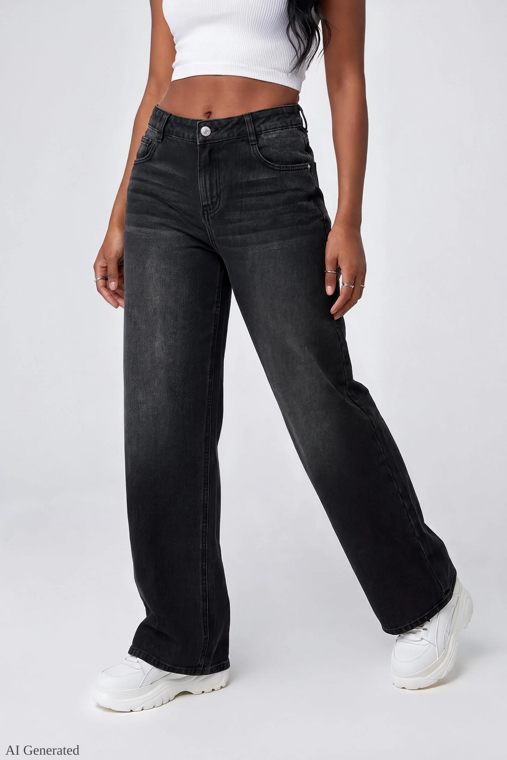 London Low Rise Super Baggy Black Jean