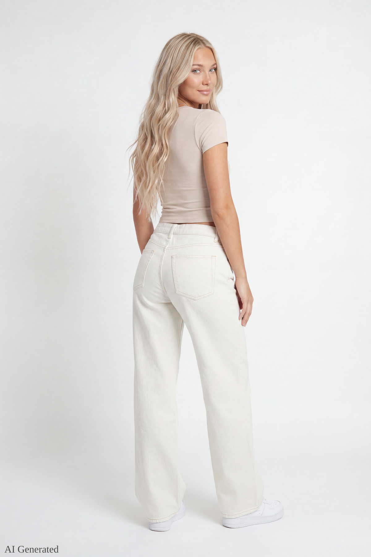 London Low Rise Super Baggy White Jean