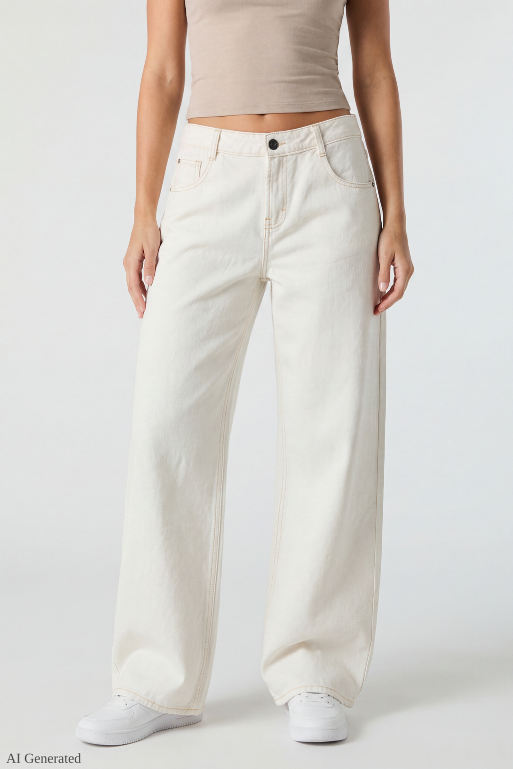 London Low Rise Super Baggy White Jean