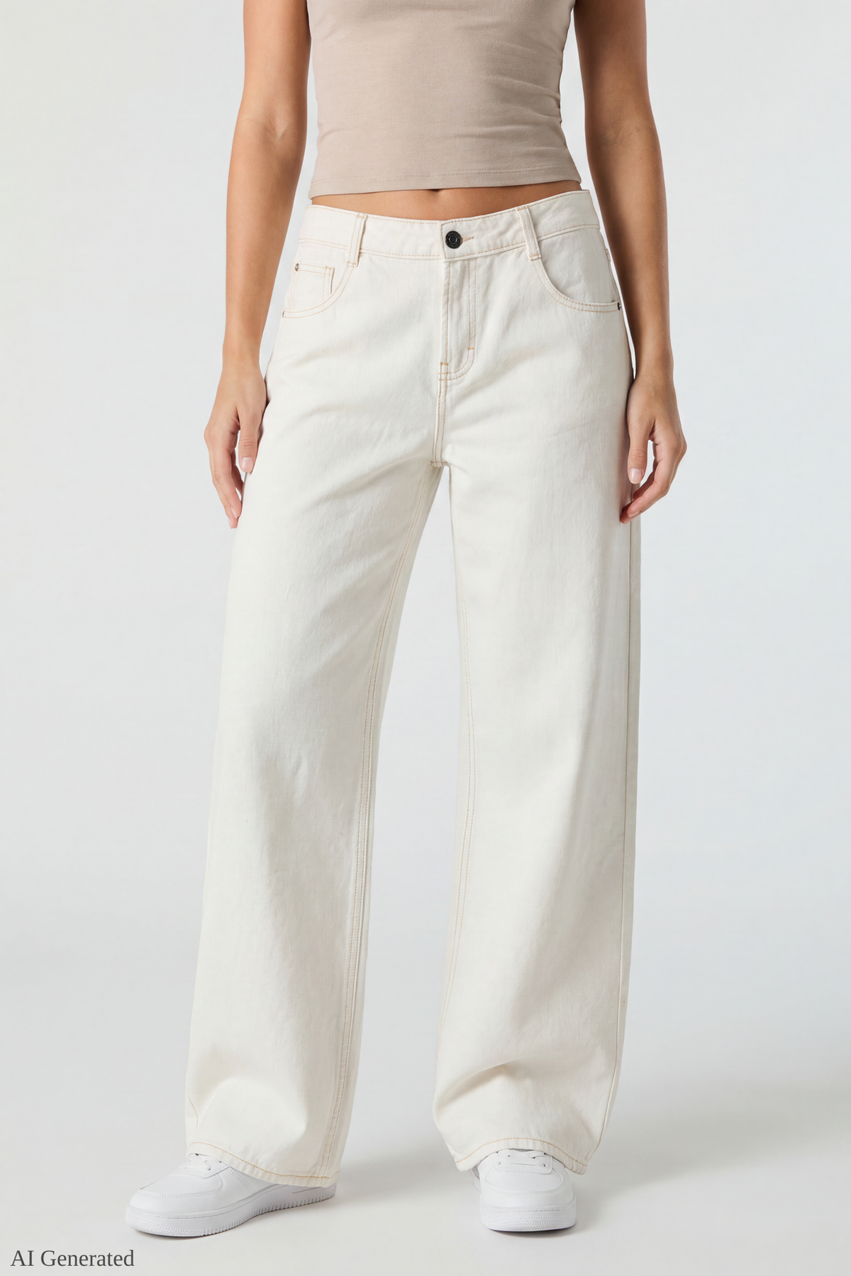 London Low Rise Super Baggy White Jean
