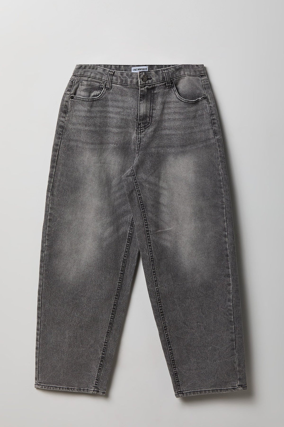 Stretch High Rise Barrel Grey Jean