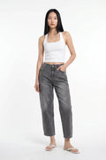 Stretch High Rise Barrel Grey Jean