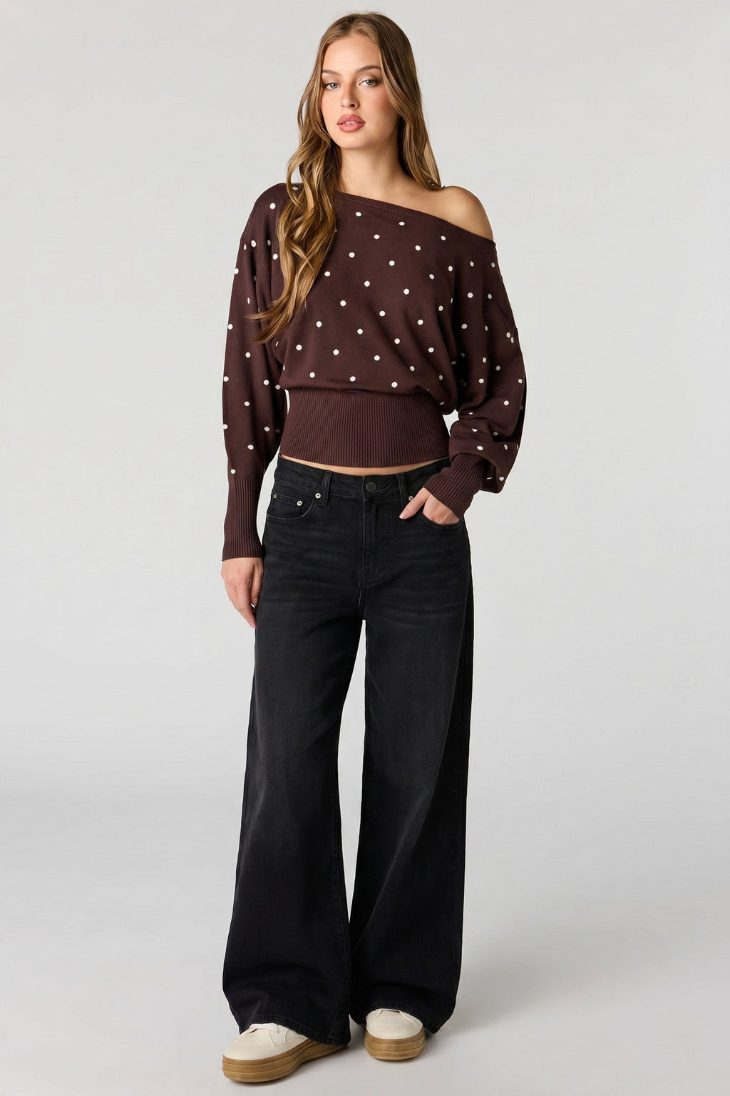Soho Stretch Mid Rise Super Baggy Black Jean