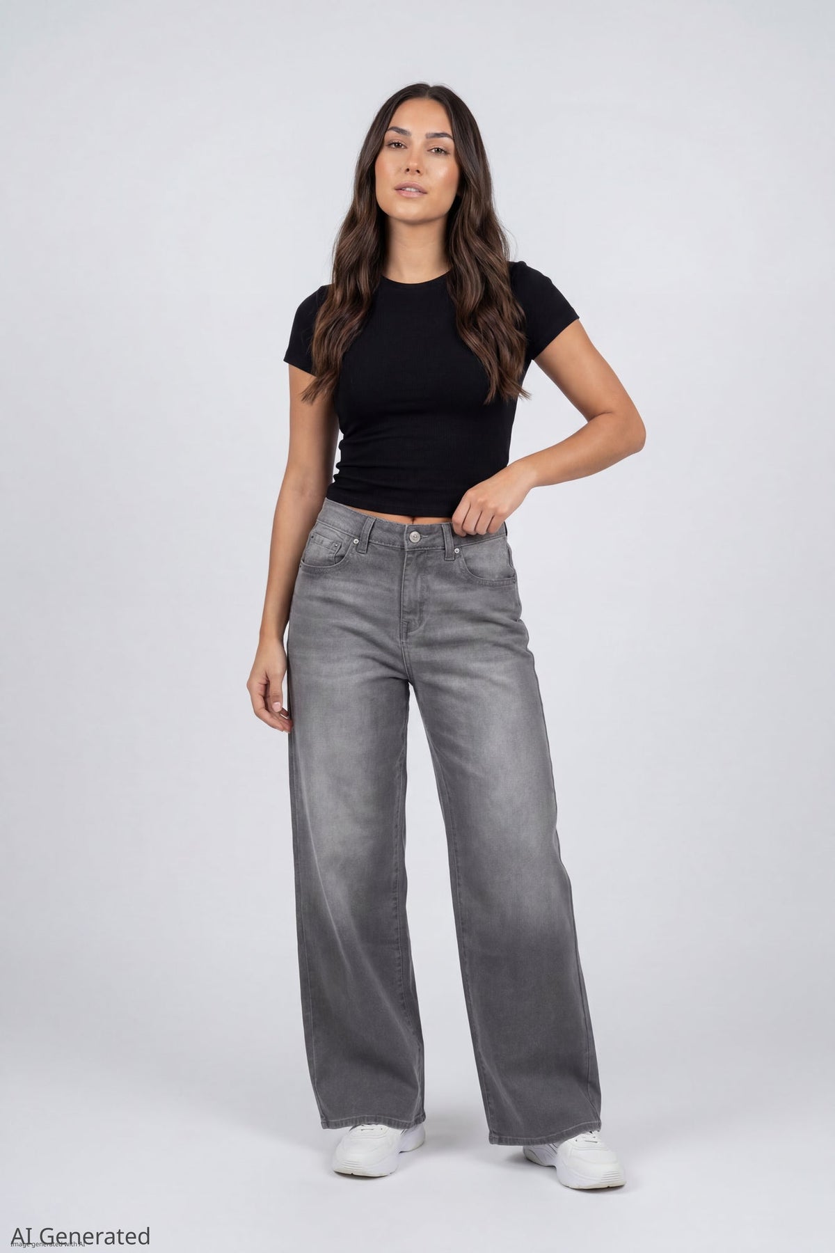 Soho Stretch Mid Rise Super Baggy Grey Jean