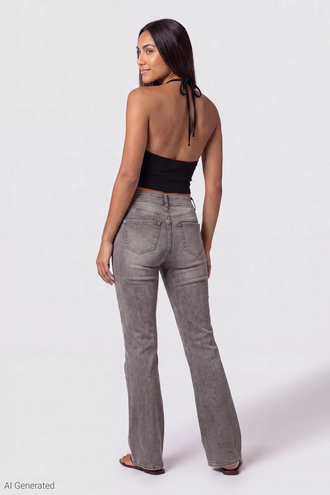 Stretch High Rise Flare Grey Jean