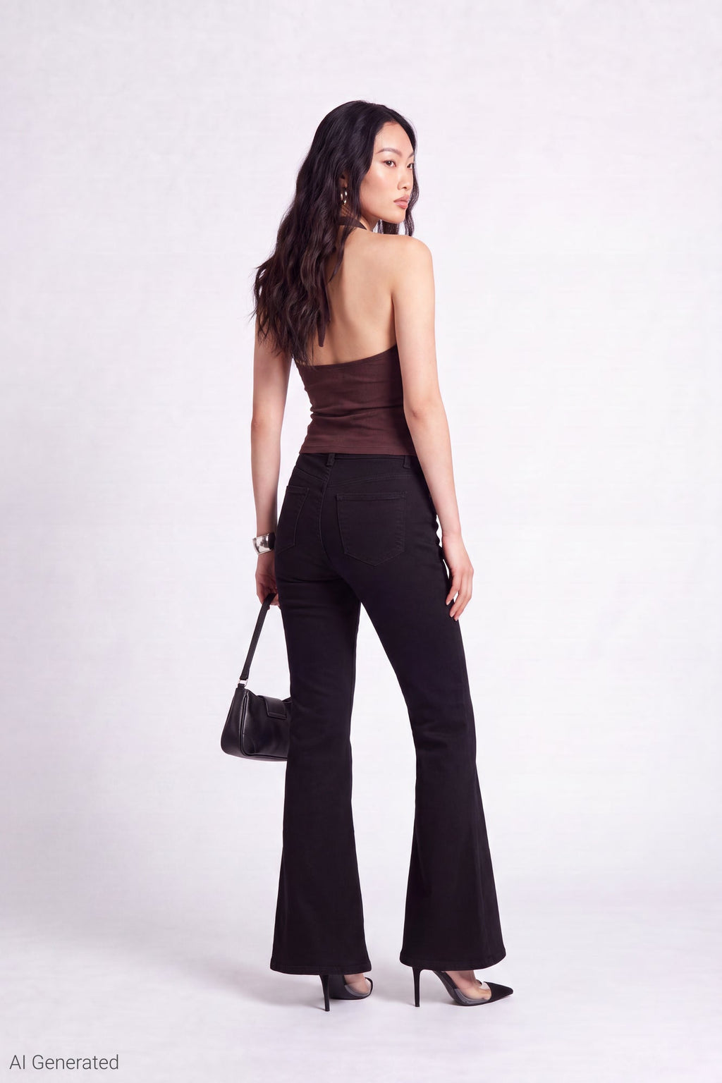 Stretch High Rise Flare Black Jean