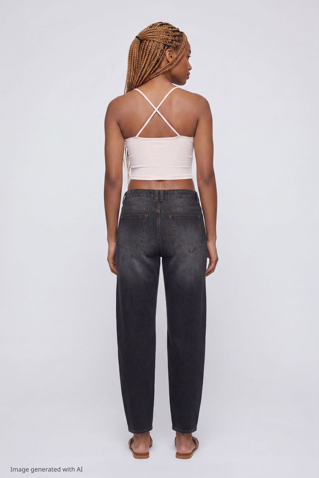 Low Rise Barrel Washed Black Jean