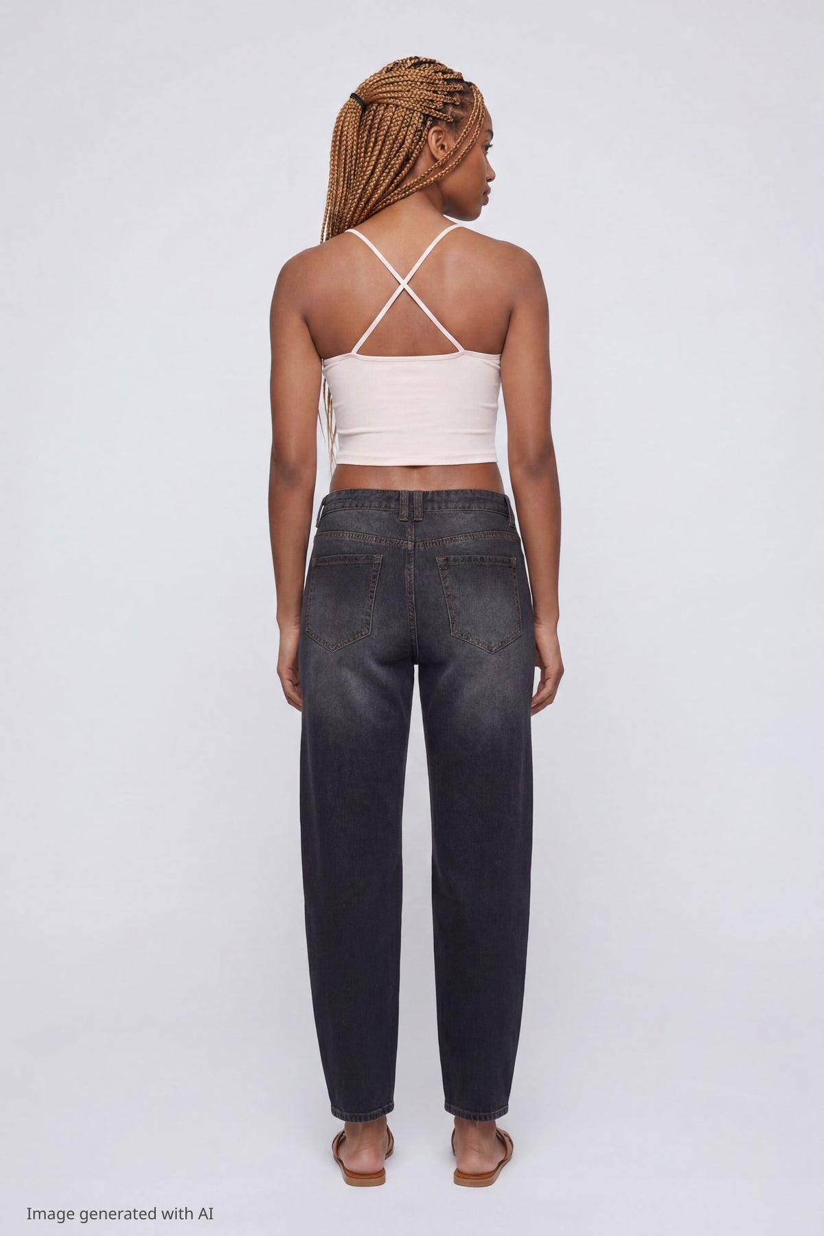 Low Rise Barrel Washed Black Jean