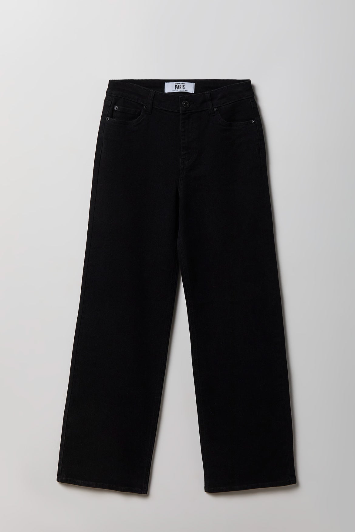Paris Stretch High Rise Wide Leg Black Jean