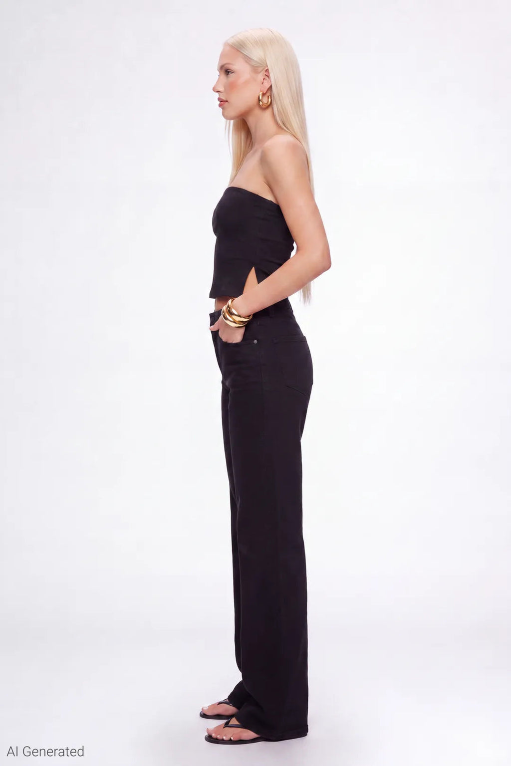 Paris Stretch High Rise Wide Leg Black Jean