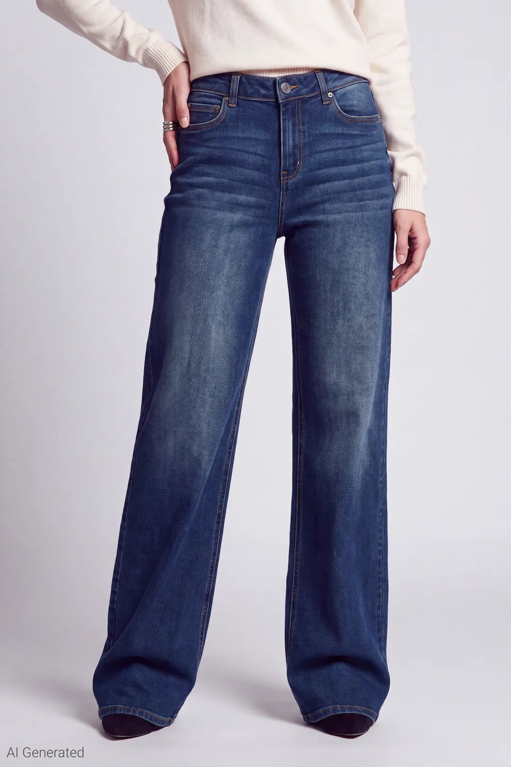 Paris Stretch High Rise Wide Leg Vintage Dark Jean