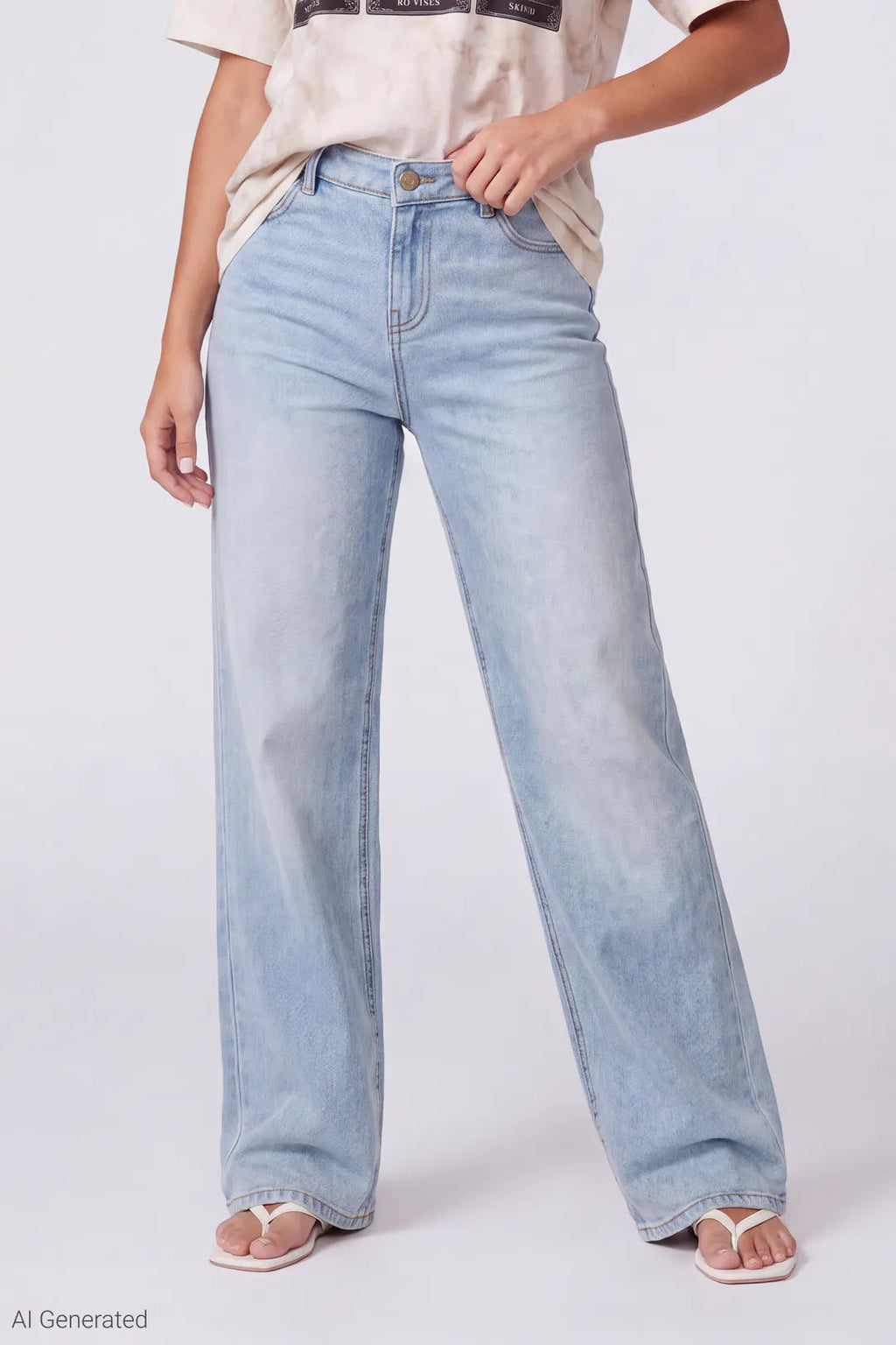 Paris Stretch High Rise Wide Leg Light Jean