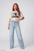 Paris Stretch High Rise Wide Leg Light Jean