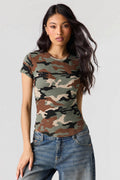Ribbed Curved Hem T-Shirt
