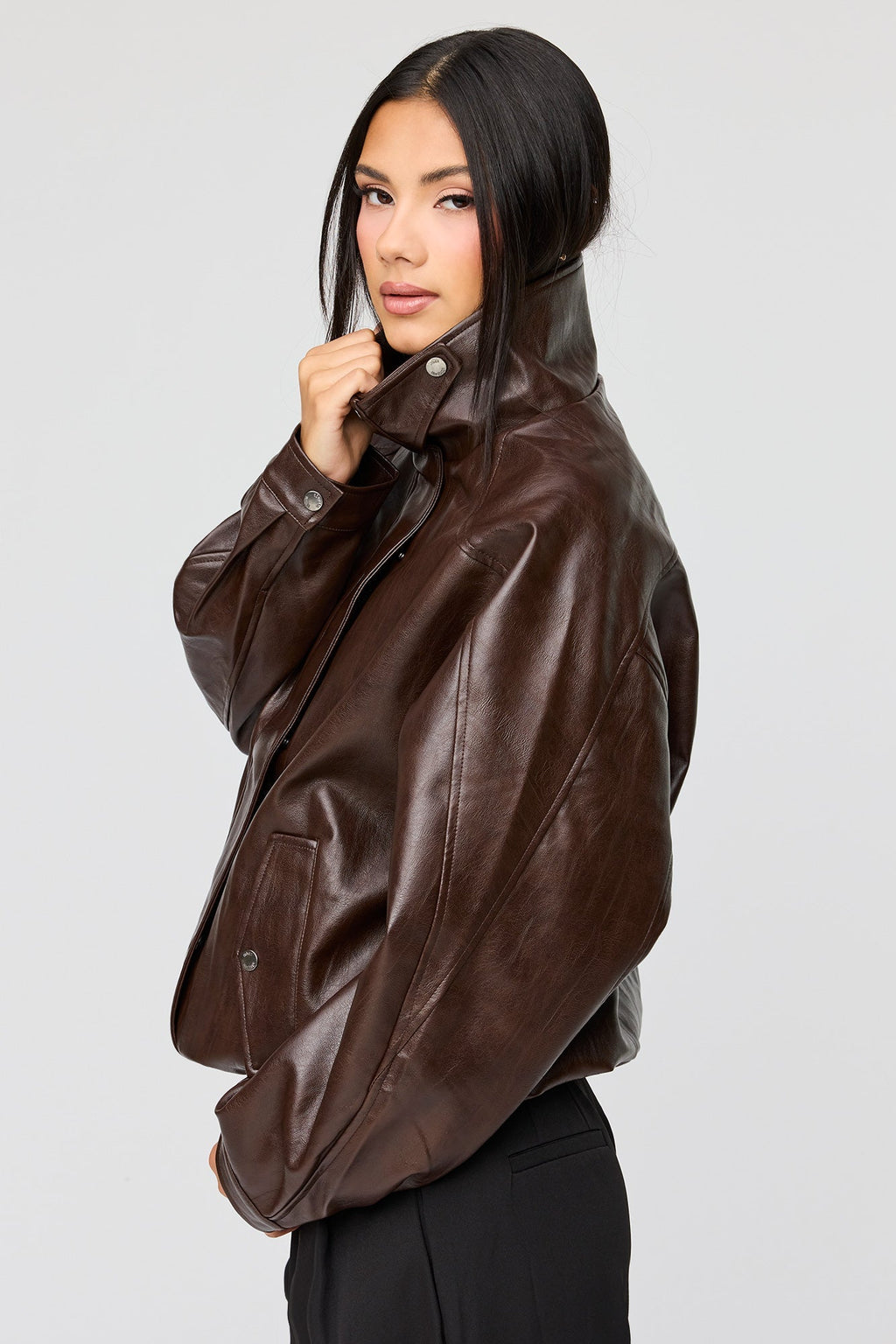 Oversized Faux Leather Jacket