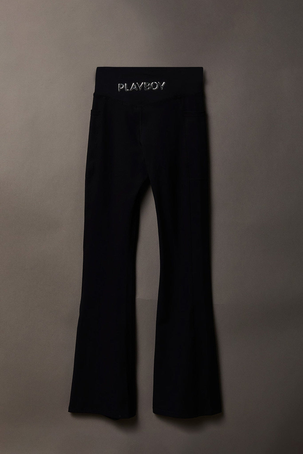 Playboy Chrome Detail Crossover Waist Flare Legging