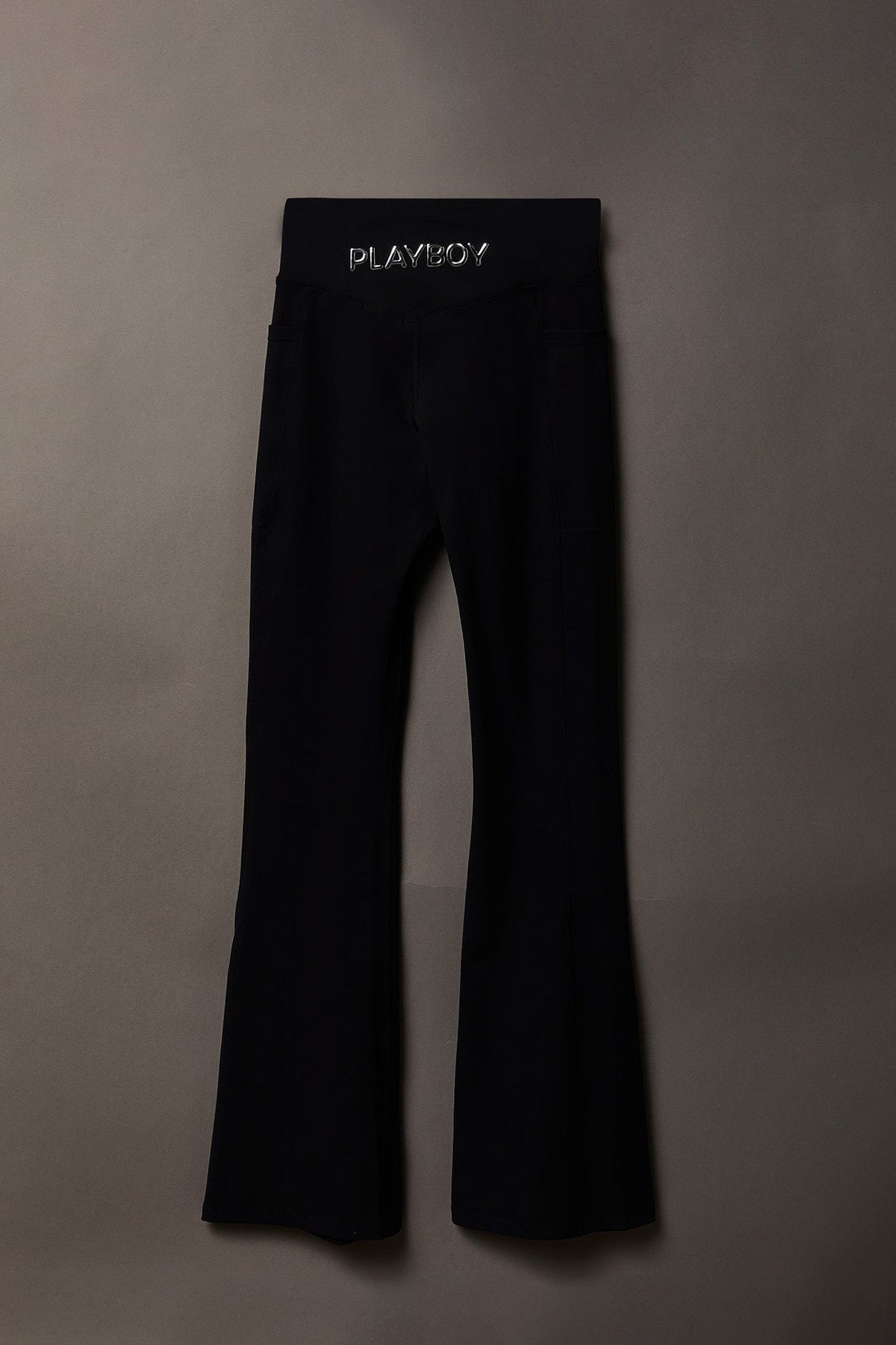 Playboy Chrome Detail Crossover Waist Flare Legging