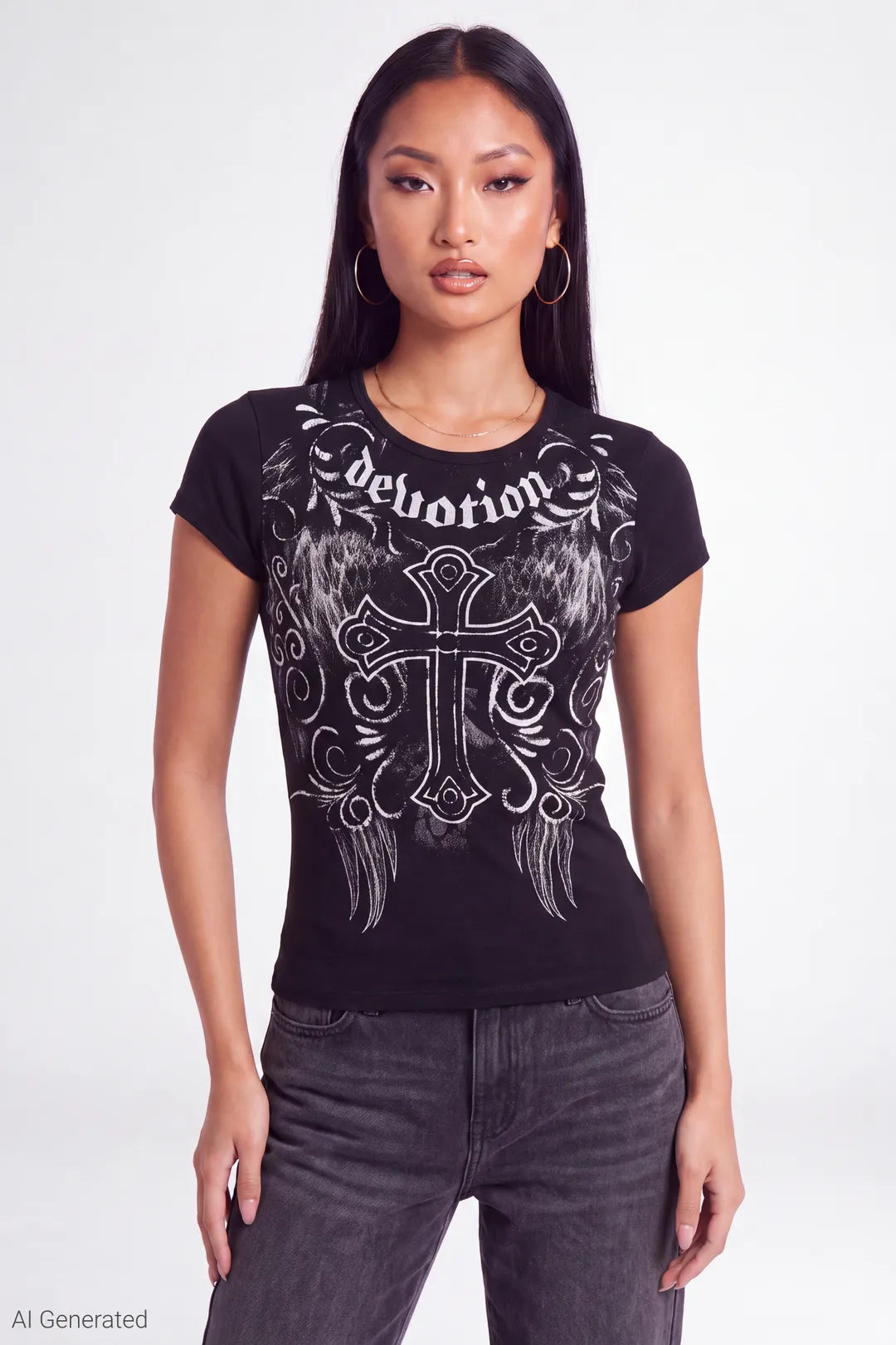 Rhinestone Fitted T-Shirt