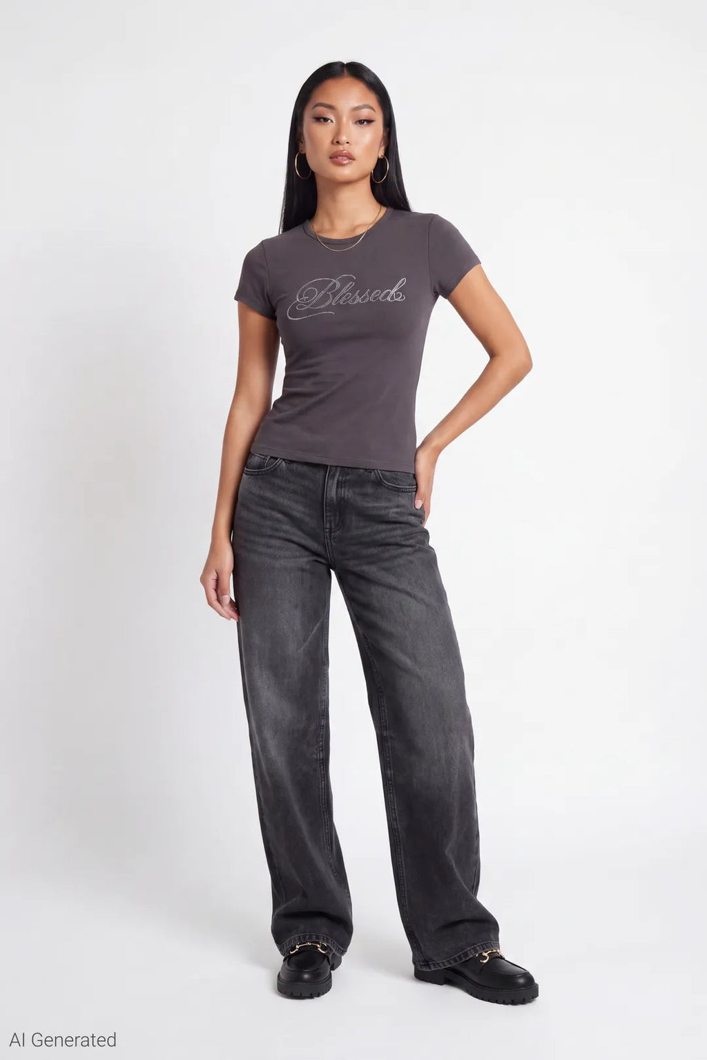 Rhinestone Fitted T-Shirt