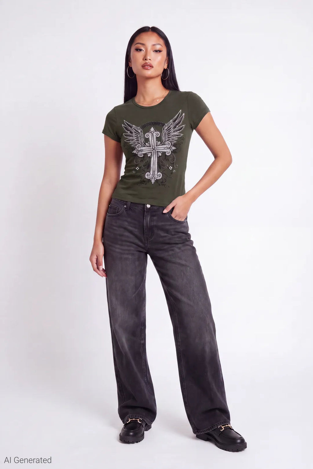 Rhinestone Fitted T-Shirt