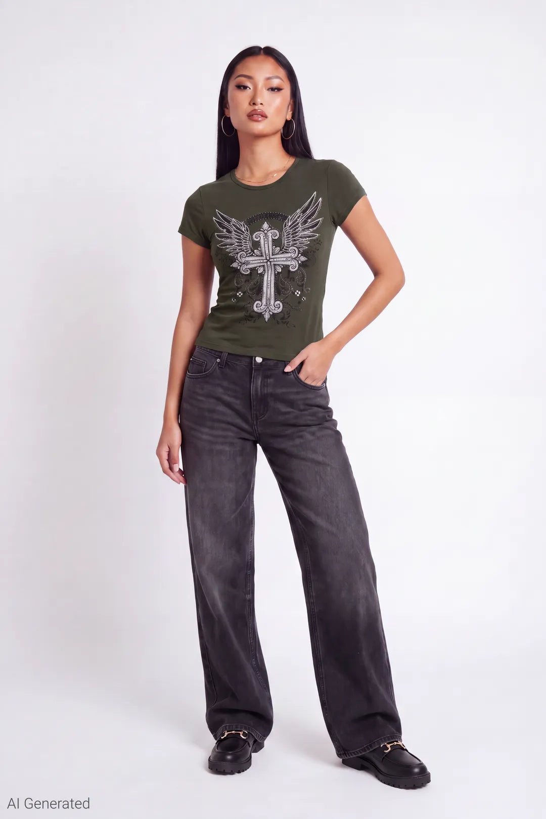 Rhinestone Fitted T-Shirt